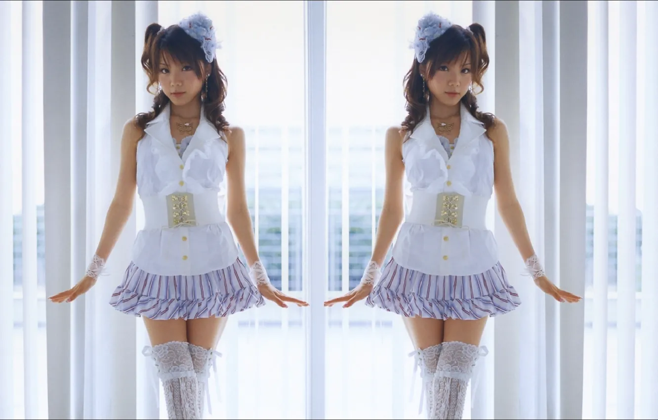 Photo wallpaper sexy, girls, oops, two, dolls, Reina Tanaka, Morning Musume