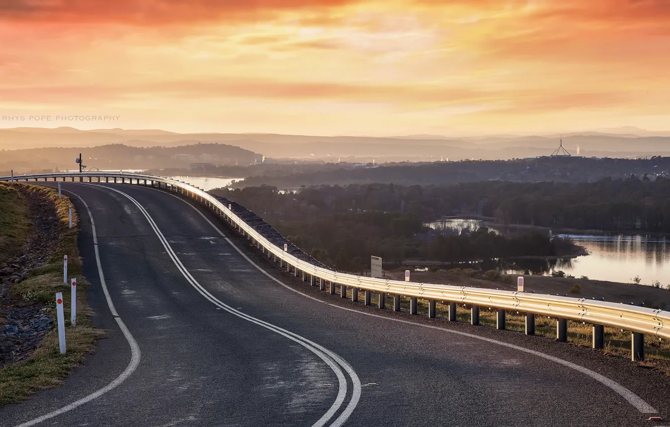 Photo wallpaper road, the sky, morning