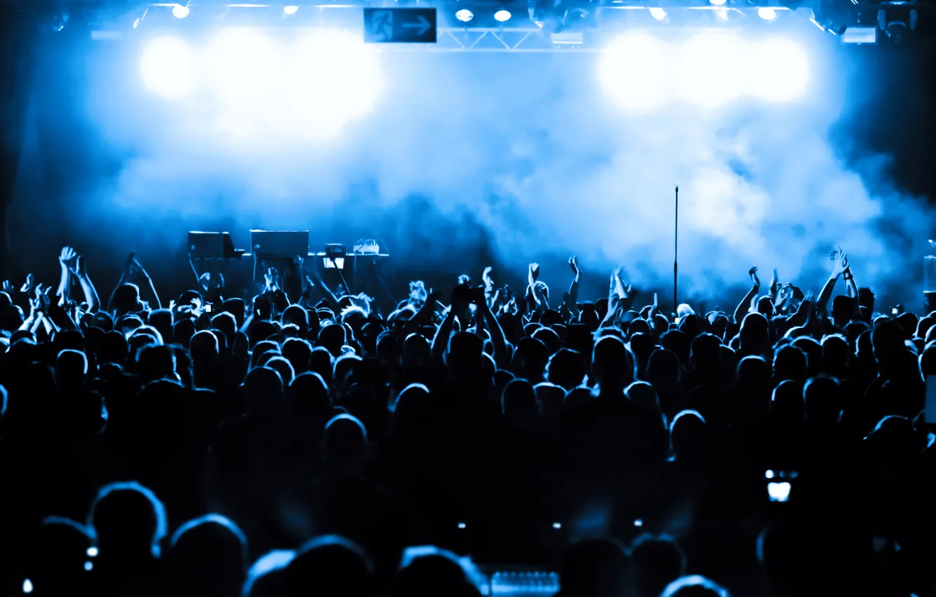 Photo wallpaper lights, blue, people, concert, shades