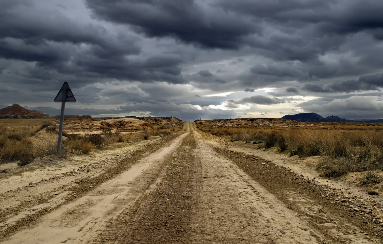 Photo wallpaper road, field, the sky, landscape