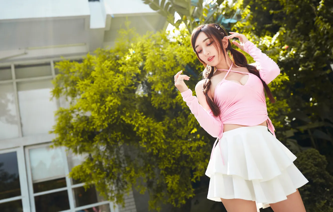 Photo wallpaper girl, the city, Asian