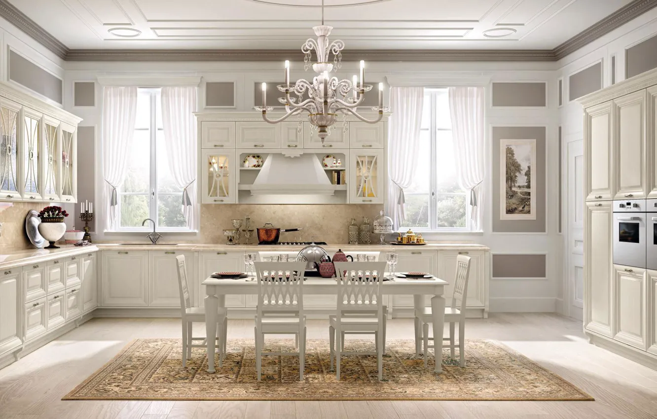 Photo wallpaper design, style, interior, kitchen, dining room