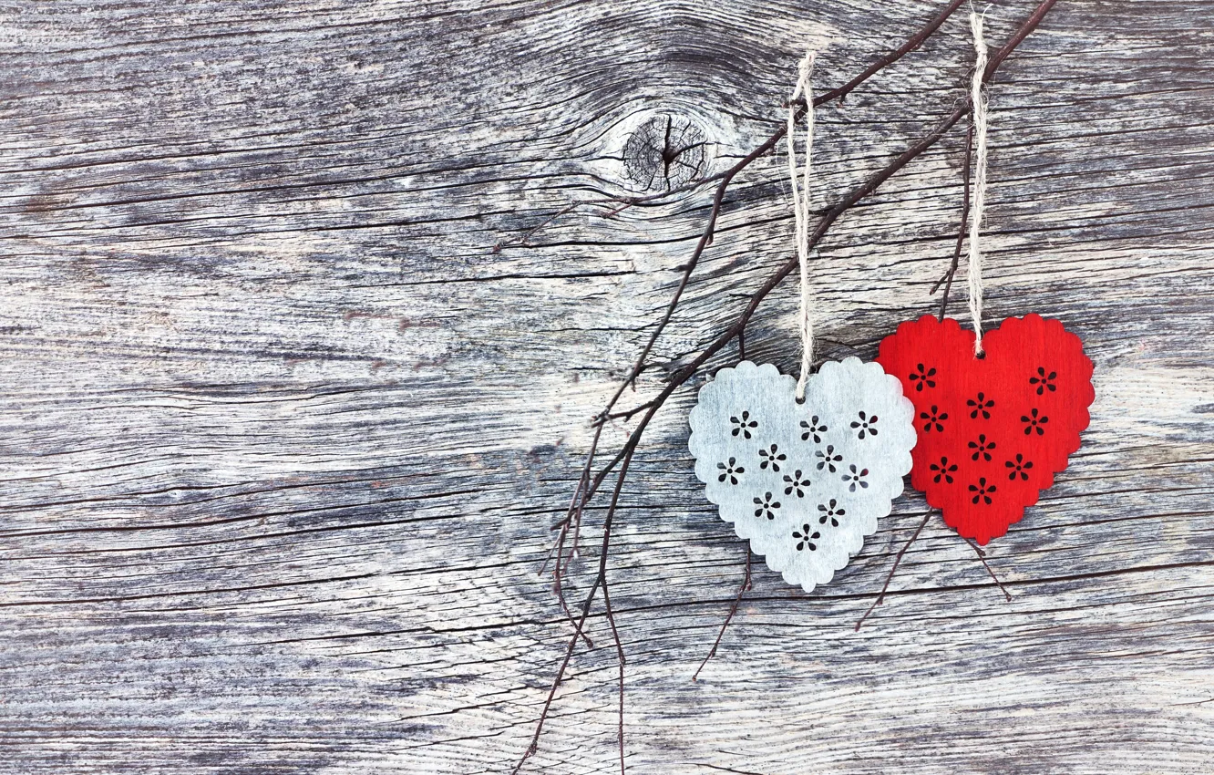Photo wallpaper love, heart, hearts, red, love, wood, romantic, hearts