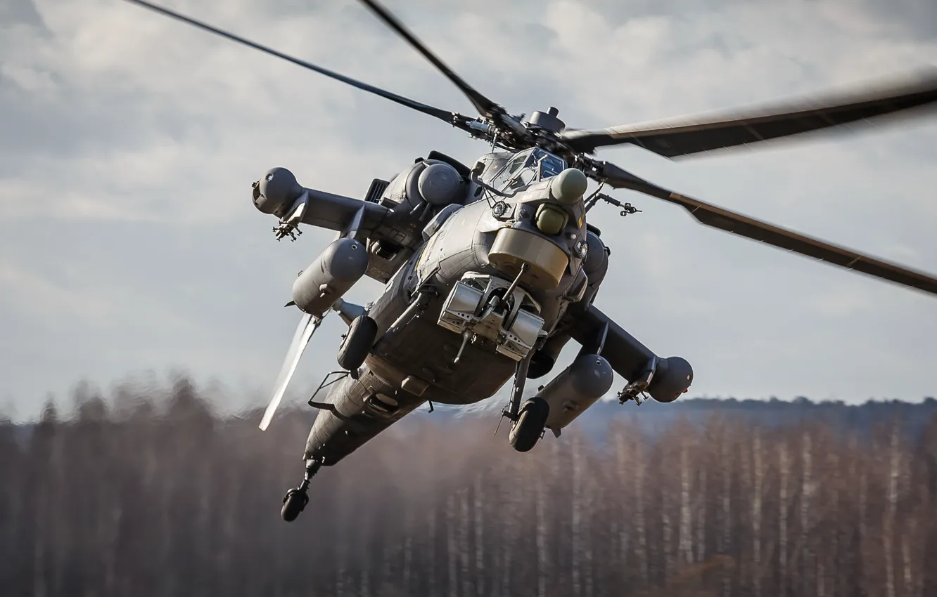 Photo wallpaper flight, helicopter, Russian, shock, Mi-28