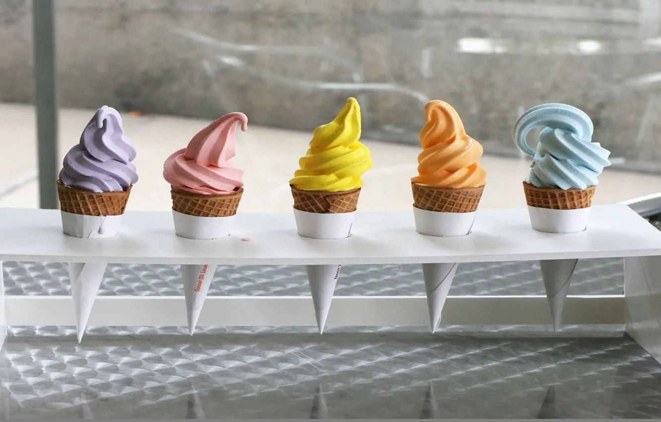 Photo wallpaper ice cream, horn, dessert, sweet, wafer
