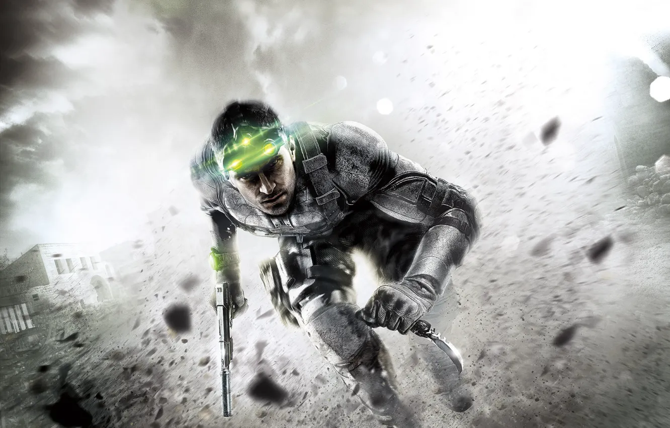 Photo wallpaper green, knife, run, Sam Fisher, Splinter Cell Blacklist