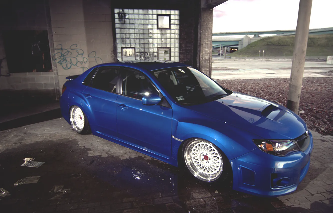 Photo wallpaper water, puddle, subaru, impreza, Subaru, Impreza