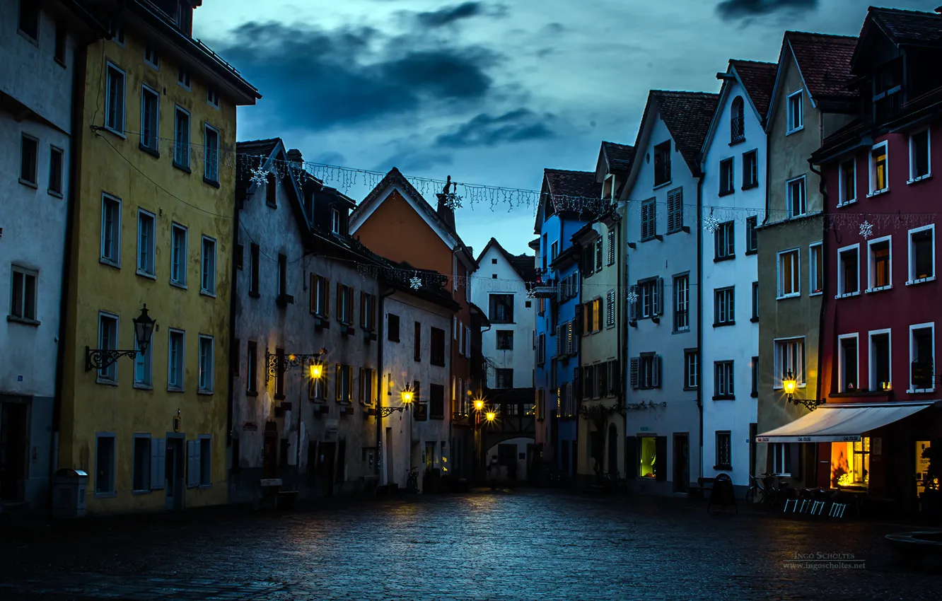 Photo wallpaper Switzerland, homes, canal