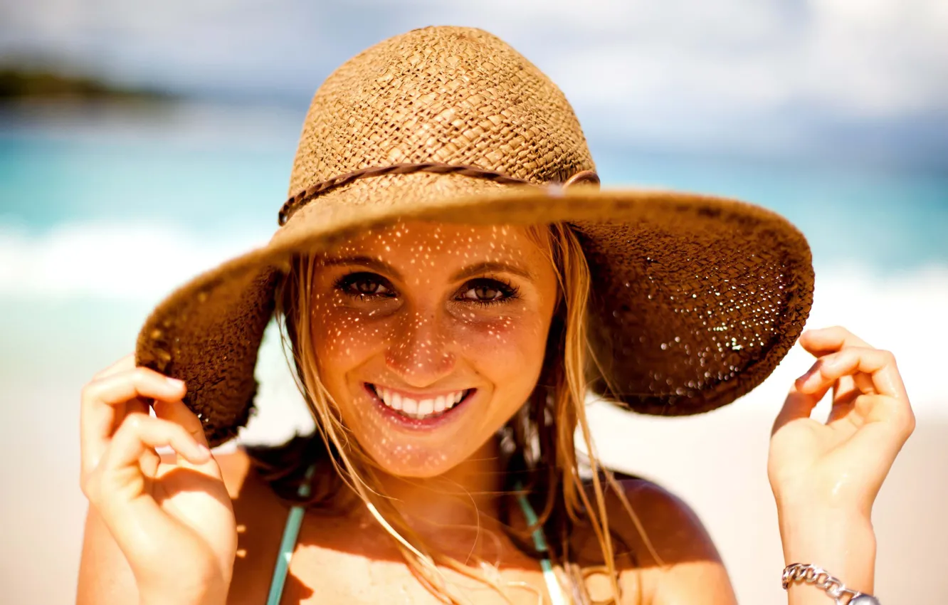 Photo wallpaper girl, girl, hat, smile, fun, face, Alana Blanchard