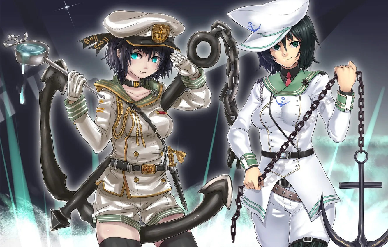 Photo wallpaper water, girl, art, chain, form, cap, touhou, anchor
