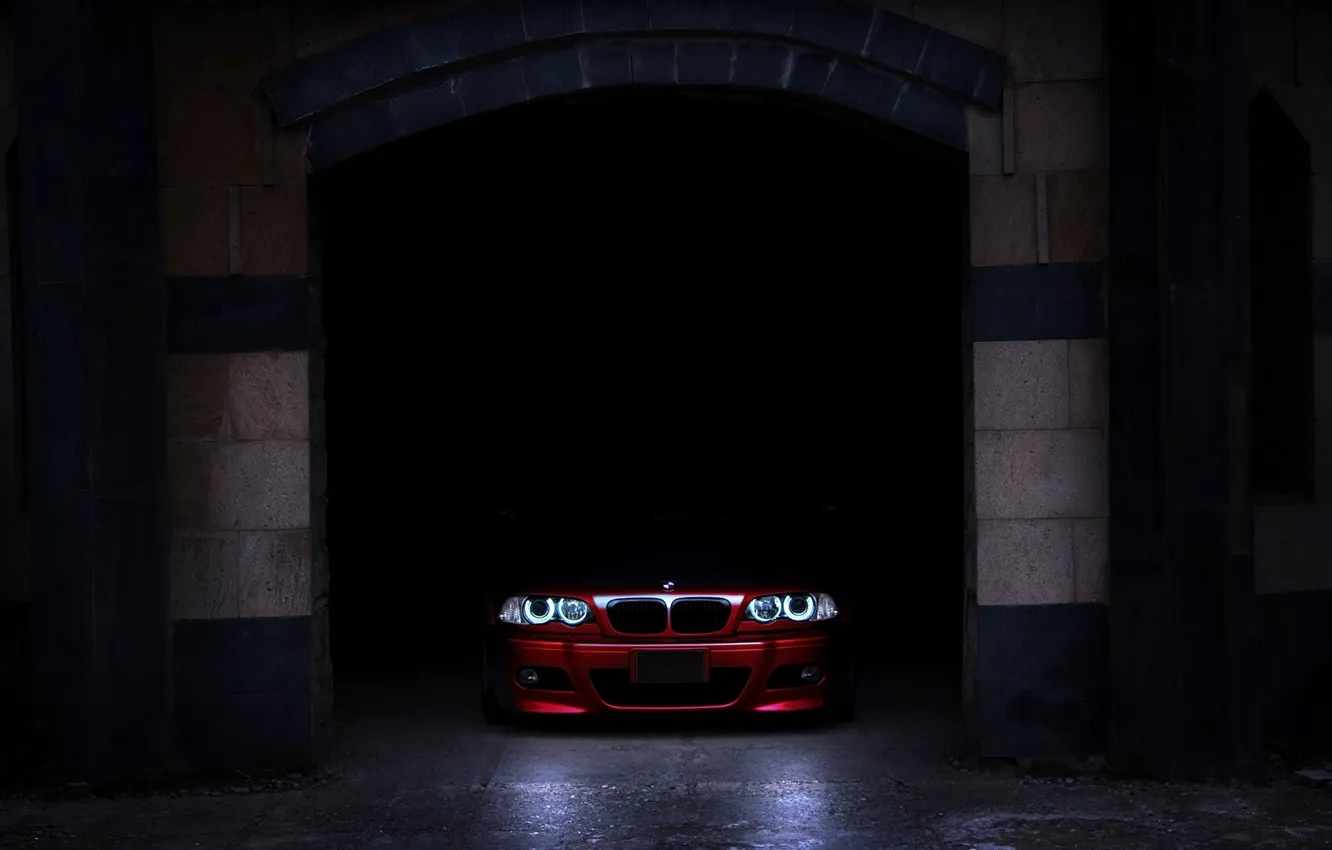 Photo wallpaper shadow, garage, BMW, before, red