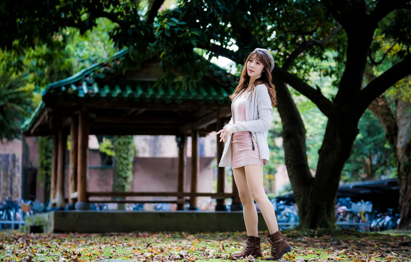 Photo wallpaper girl, Asian, cutie, bokeh