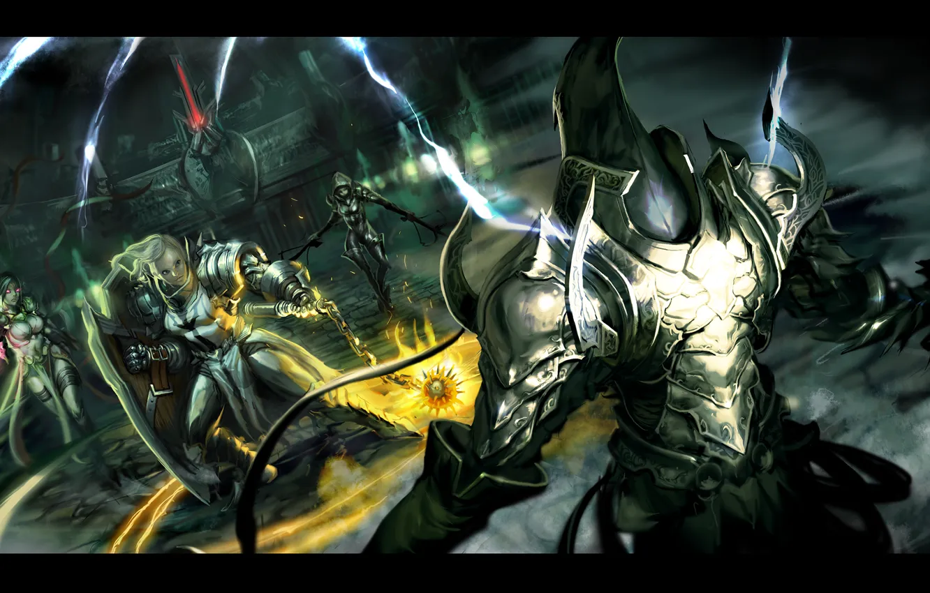 Photo wallpaper Diablo 3, demon hunter, crusader, The enchantress