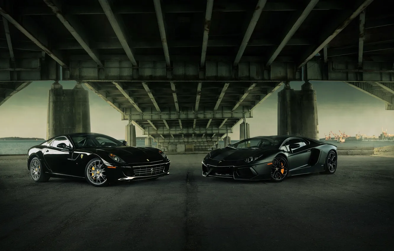 Photo wallpaper Lamborghini, Ferrari, Aventador, Supercars, Supercars, 599 GTB