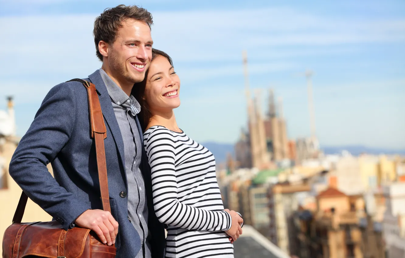 Photo wallpaper girl, the sun, joy, landscape, the city, mood, portrait, home