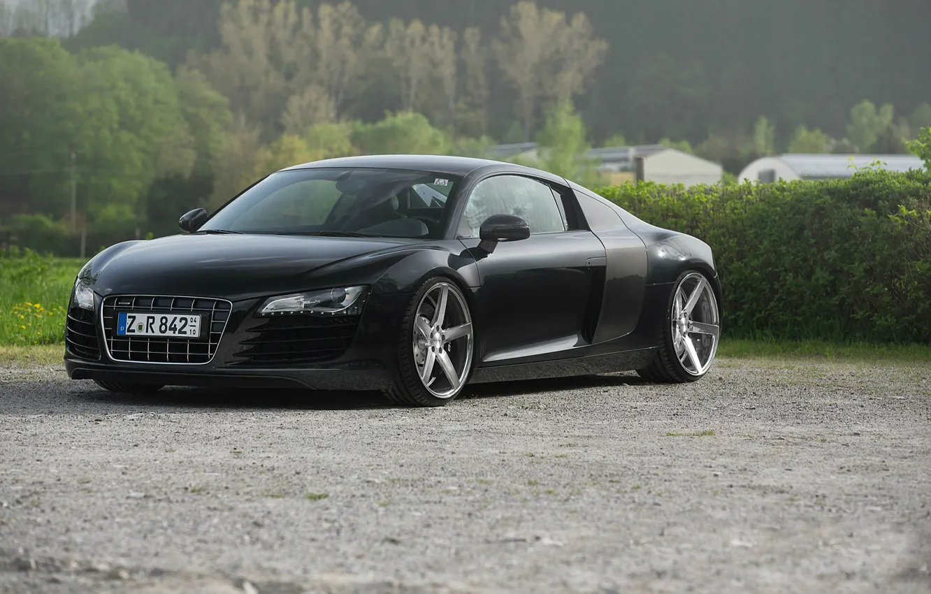 Photo wallpaper black, sports car, Audi R8