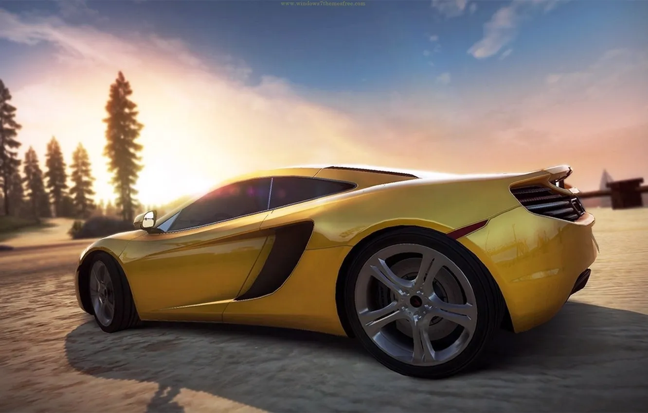 Photo wallpaper road, sunset, supercar, need for speed, hot pursuit, McLaren MP4-12C