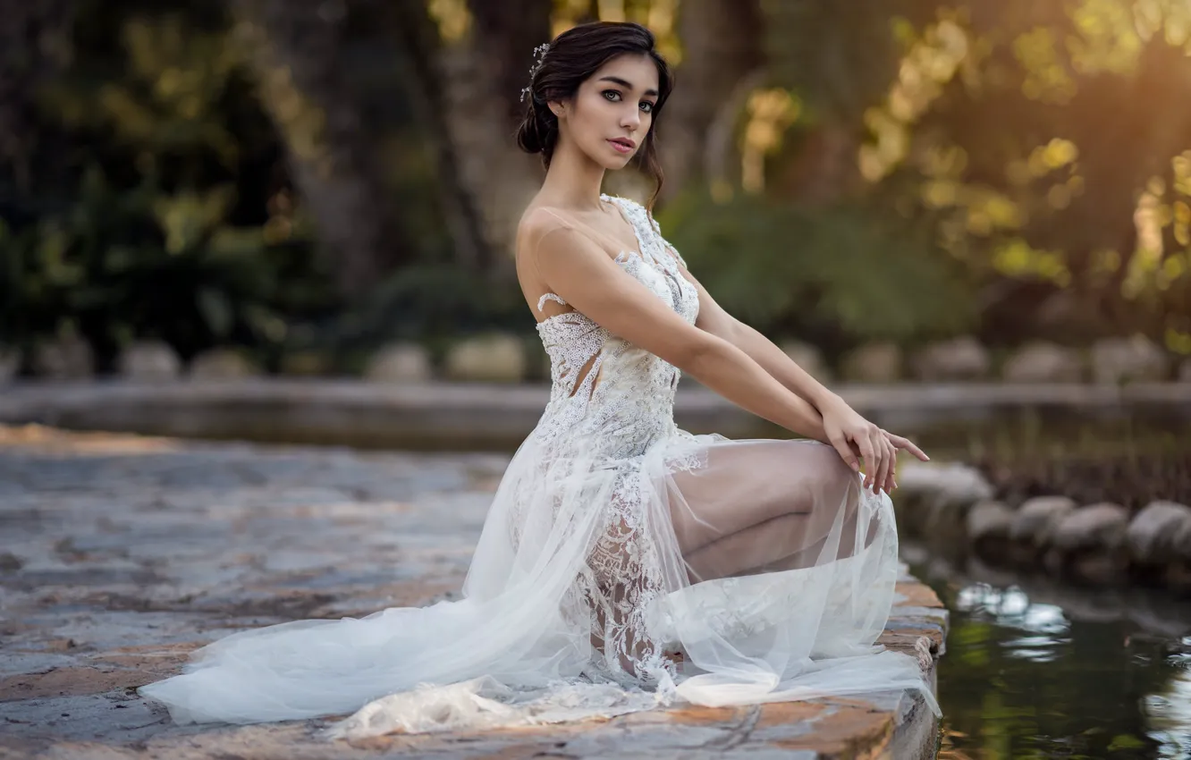 Photo wallpaper look, girl, dress, Noelia