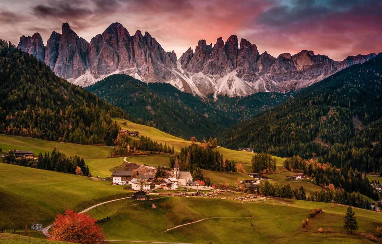 Photo wallpaper mountains, Alps, house