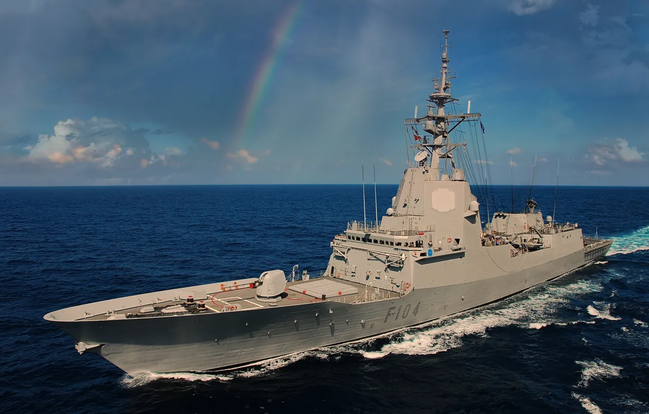 Photo wallpaper frigate, F-104, Spanish Navy, Mendez Nunez