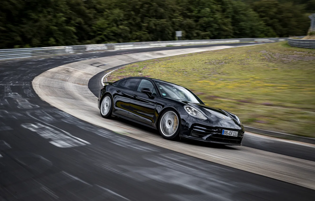 Photo wallpaper black, Porsche, turn, Panamera, The Nürburgring, 2020, Nordschleife, pre-series