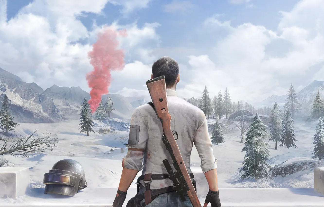 Photo wallpaper snow, soldiers, helmet, guy, PlayerUnknown's Battlegrounds