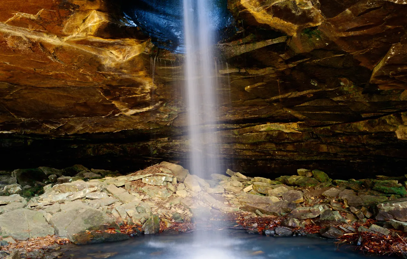 Photo wallpaper rock, stones, waterfall, cave, USA, Arkansas