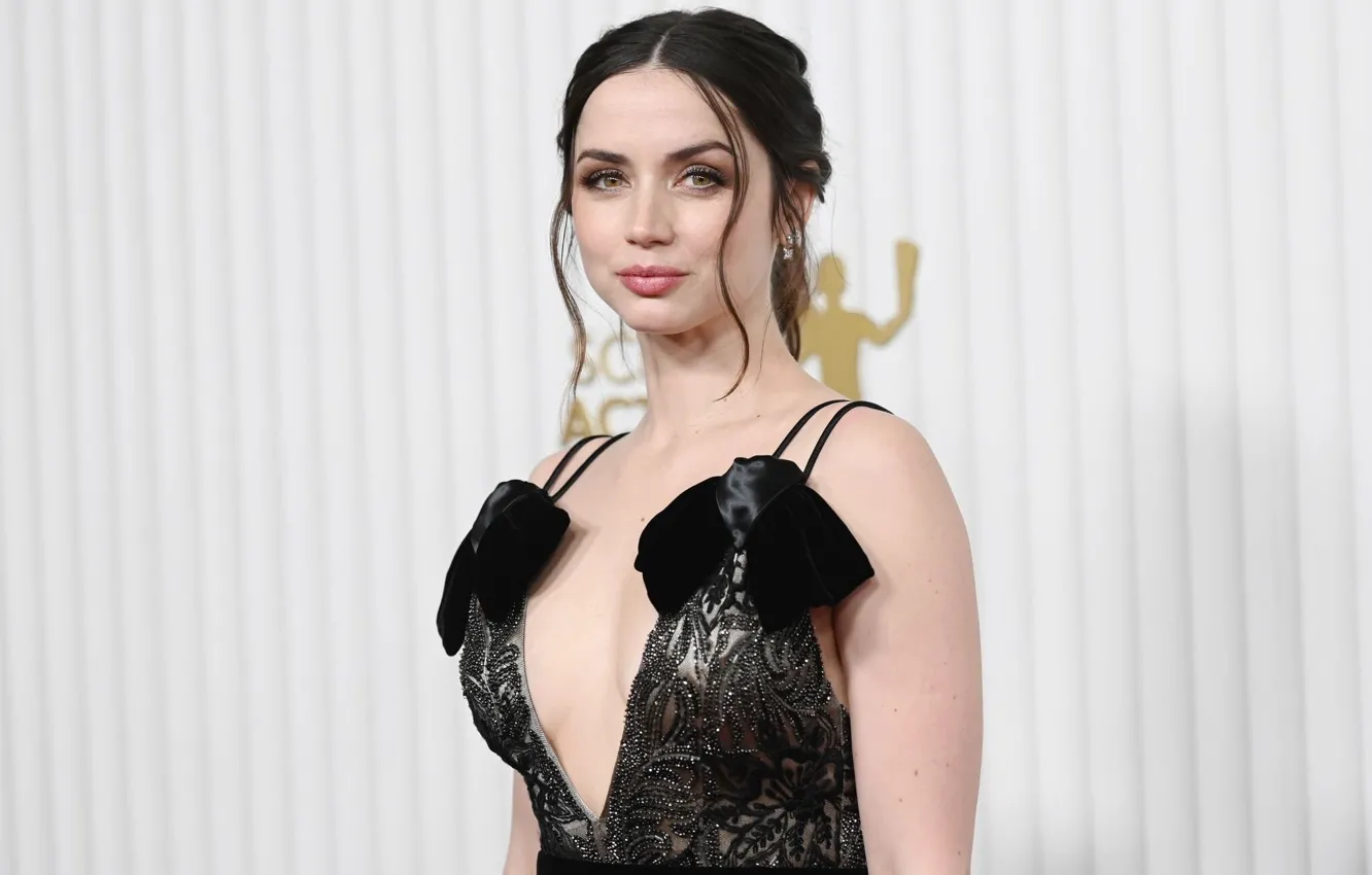 Photo wallpaper smile, dress, actress, brunette, neckline, beauty, Ana de Armas, Ana de Armas