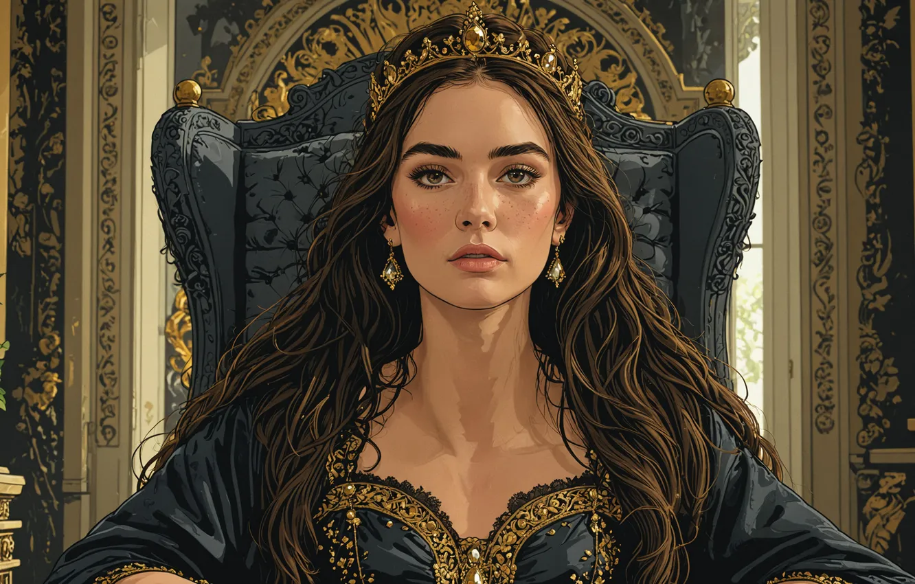 Photo wallpaper girl, the throne, Queen