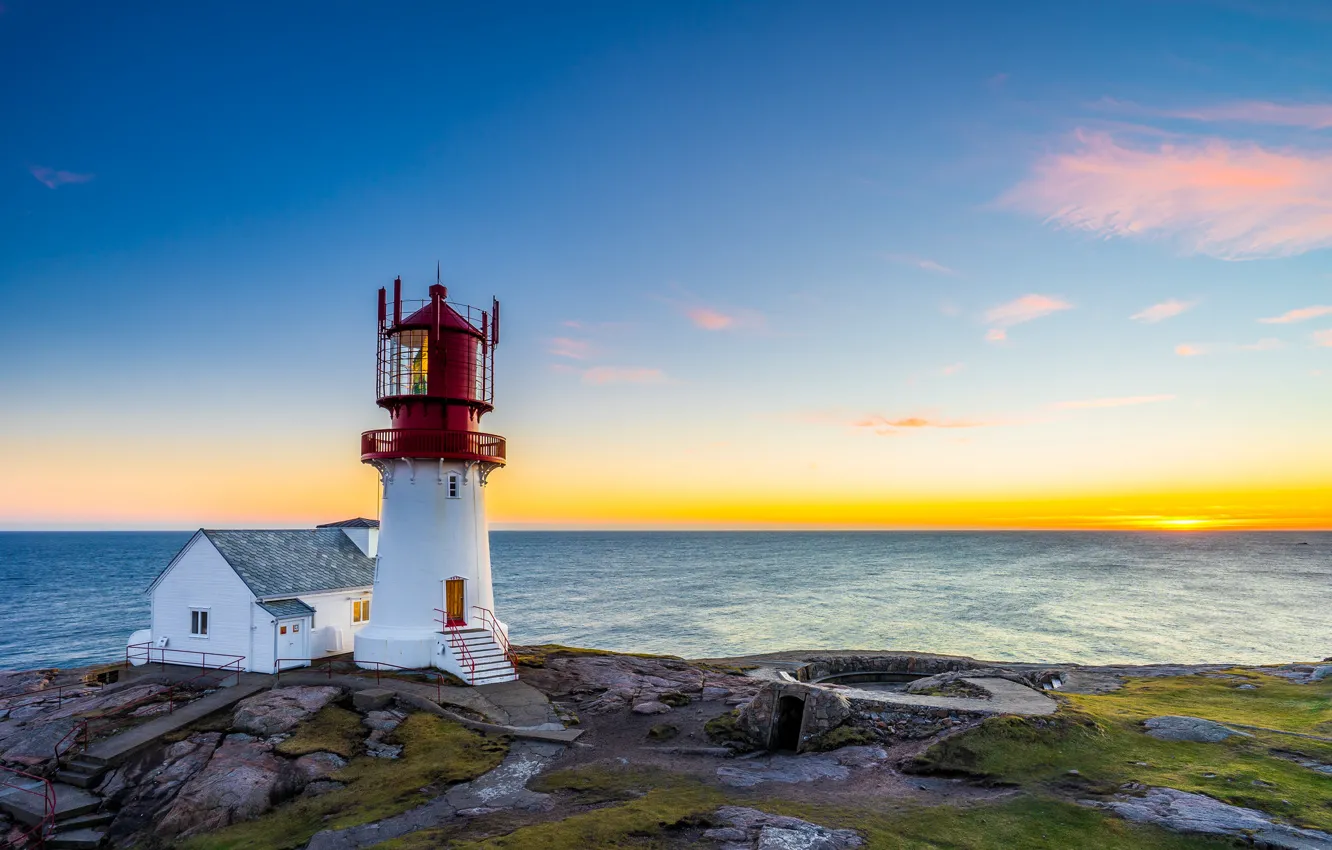 Photo wallpaper sea, the sky, rocks, lighthouse, home, Cape