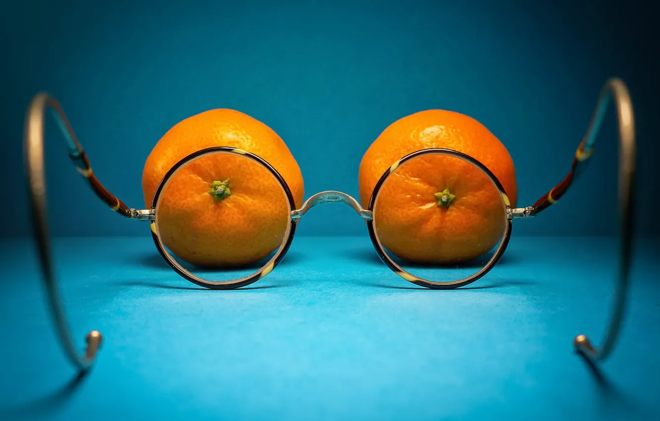Photo wallpaper background, glasses, tangerines