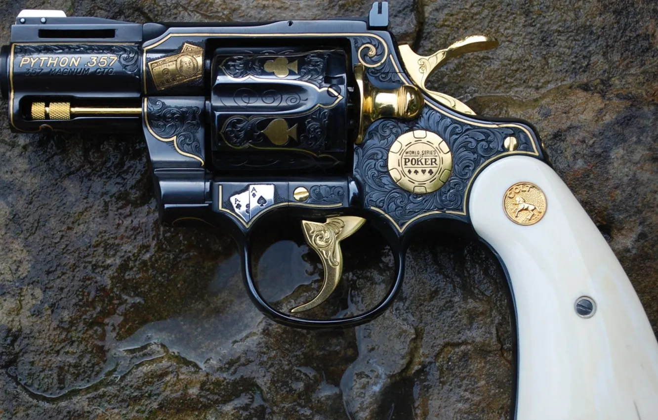 Photo wallpaper weapons, Custom, gun, weapon, engraving, custom, Colt, Revolver