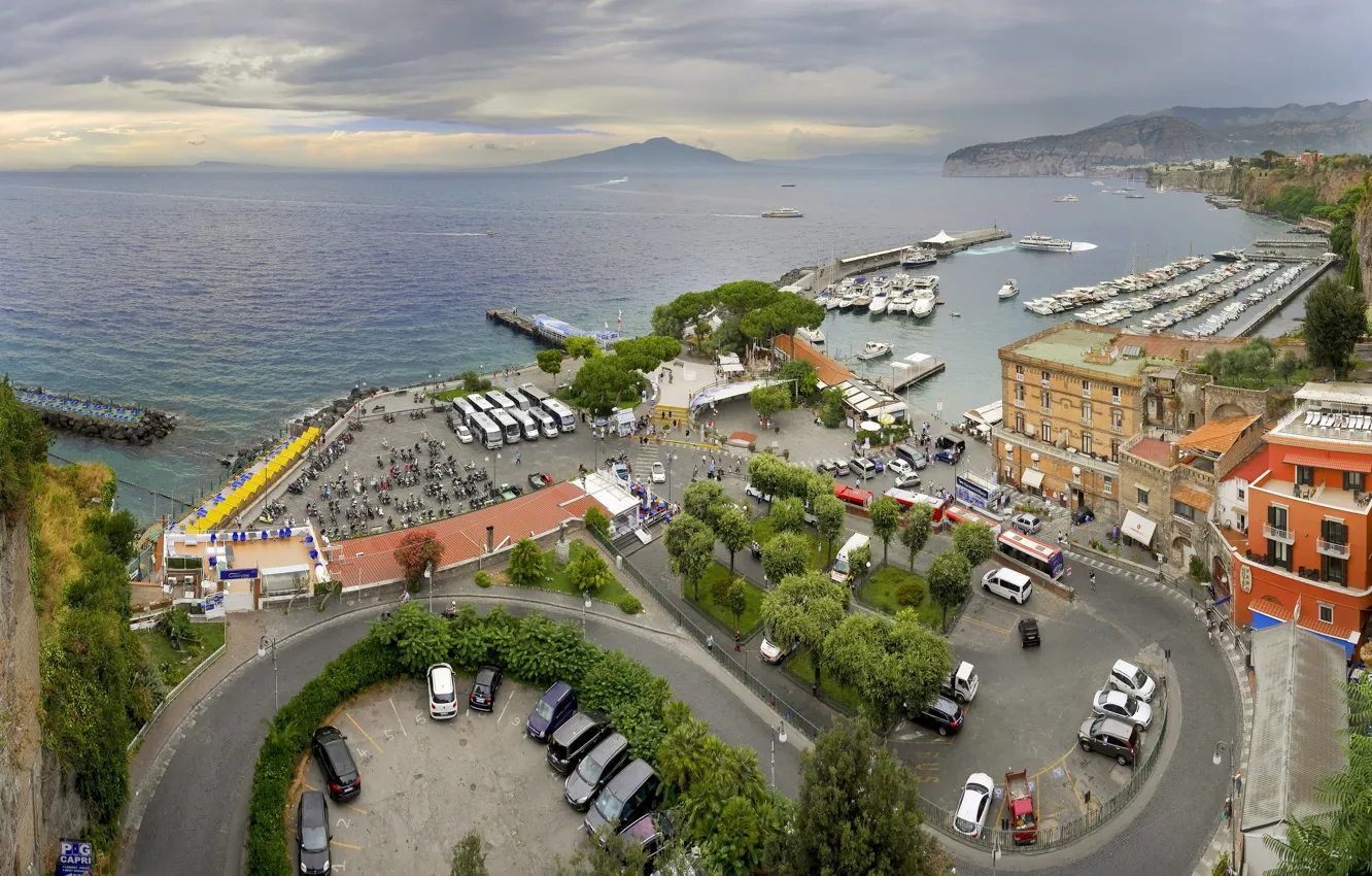 Photo wallpaper sea, port, Italy, panorama, Sorrento