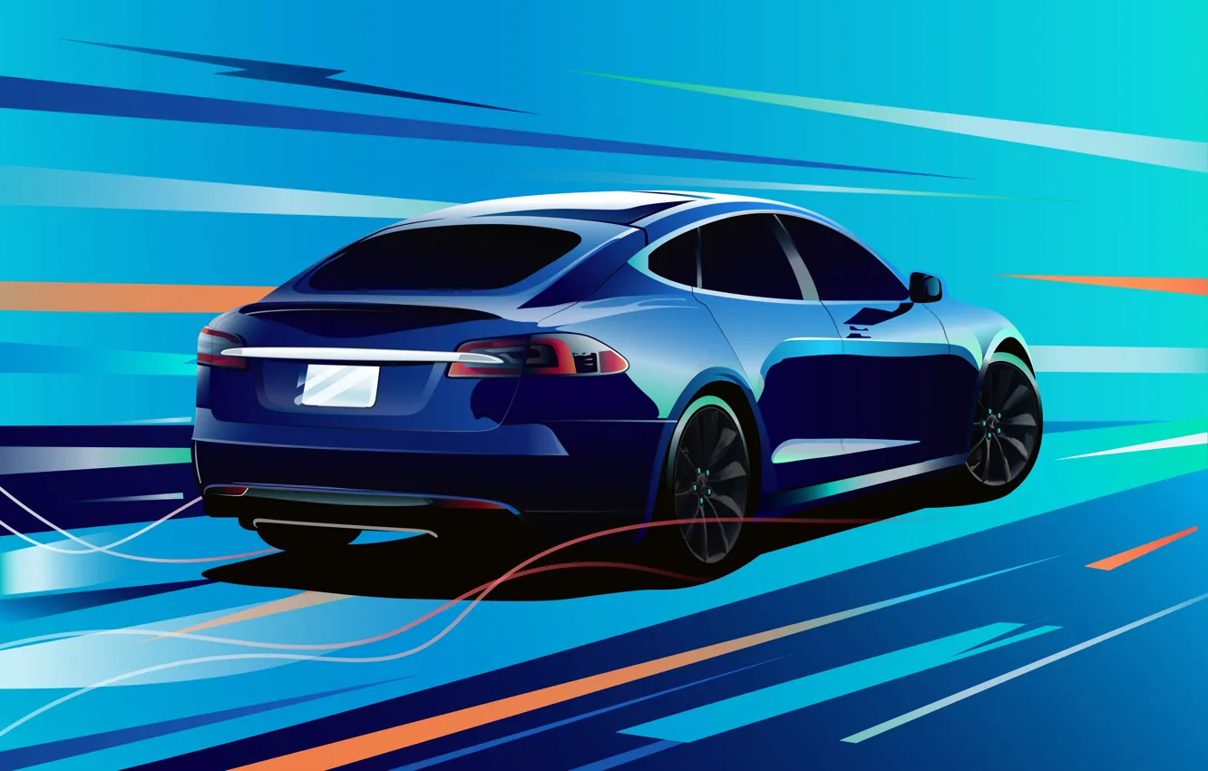 Photo wallpaper art, art, Tesla, Model S