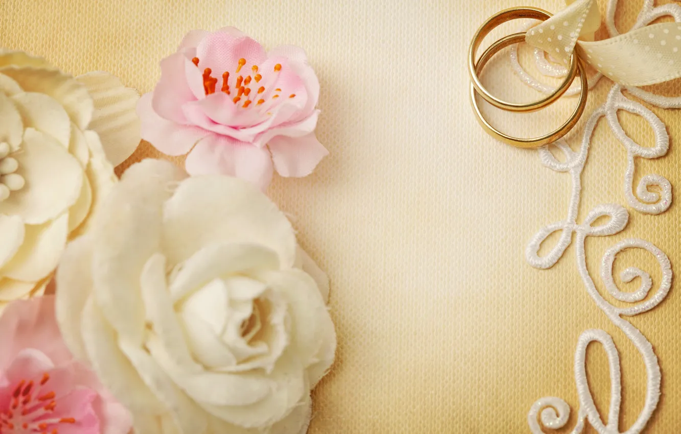 Photo wallpaper flowers, ring, wedding, flowers, background, ring, soft, wedding
