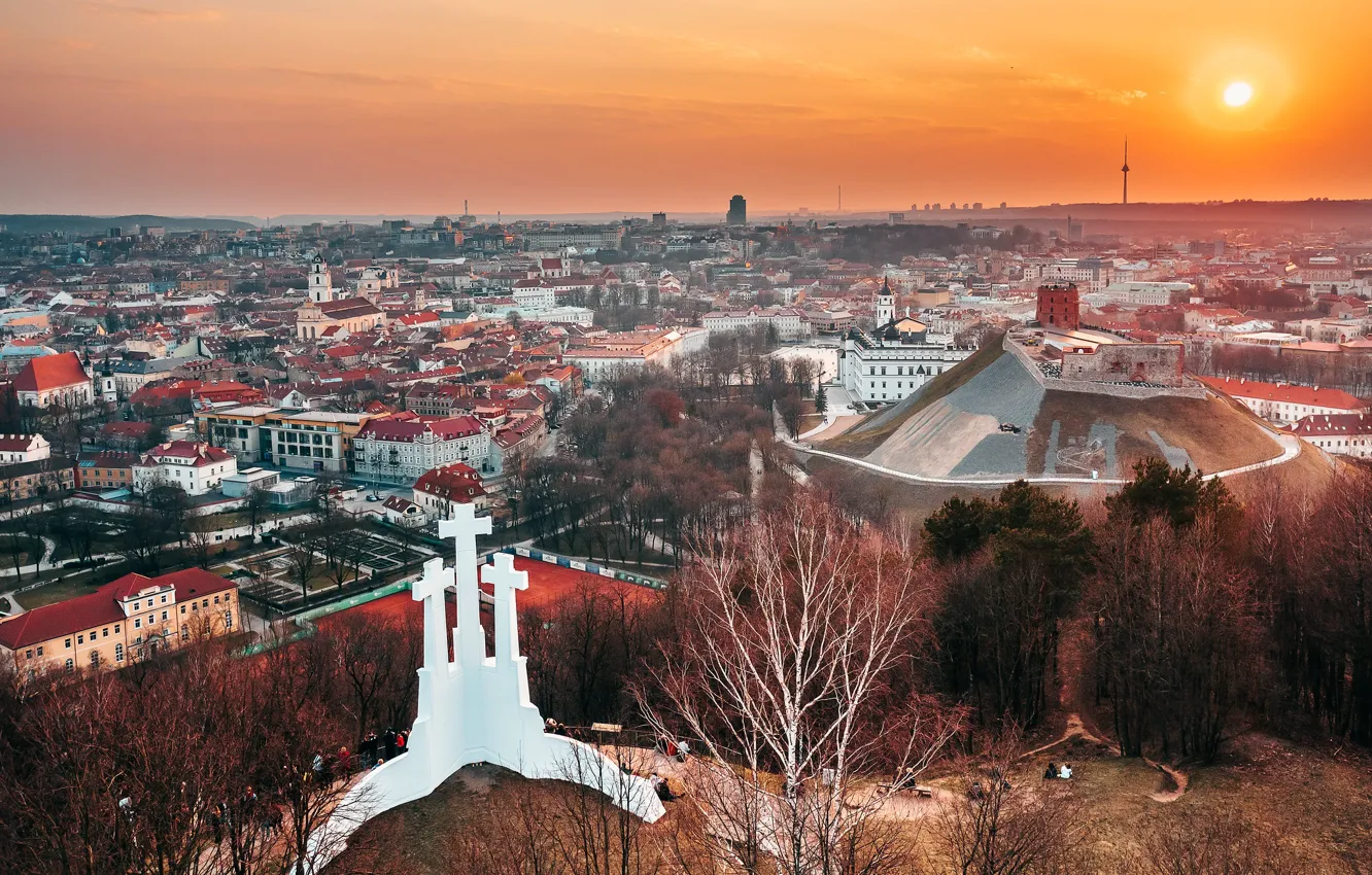Photo wallpaper sunset, Lithuania, Vilnius