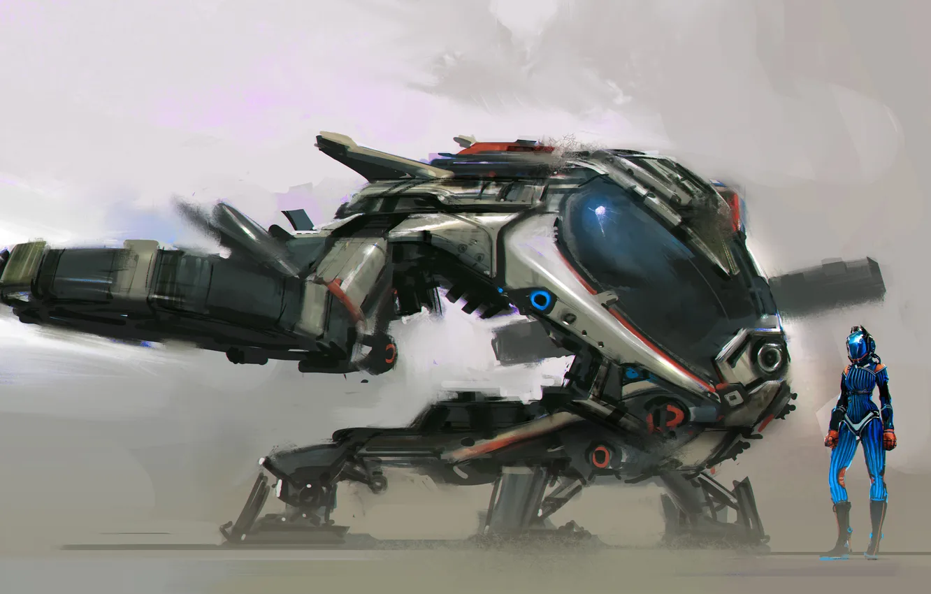 Photo wallpaper girl, figure, ship, the suit, art