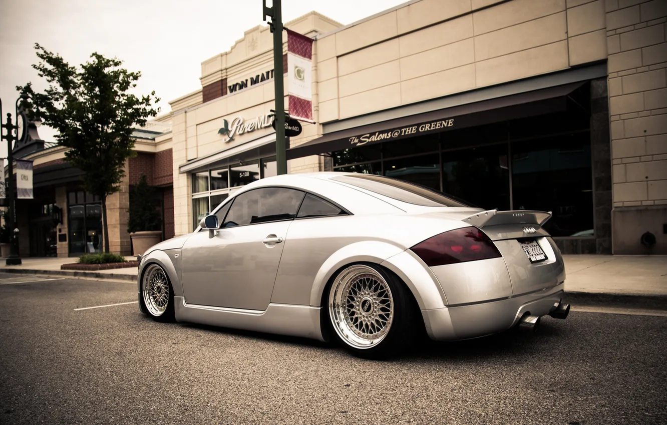 Photo wallpaper Audi, Audi, street, silver, sports car, stance