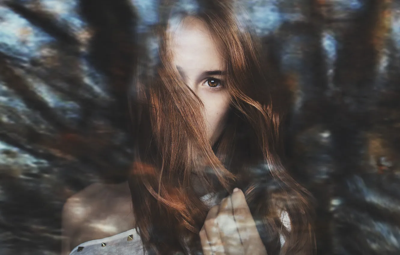 Photo wallpaper look, girl, red