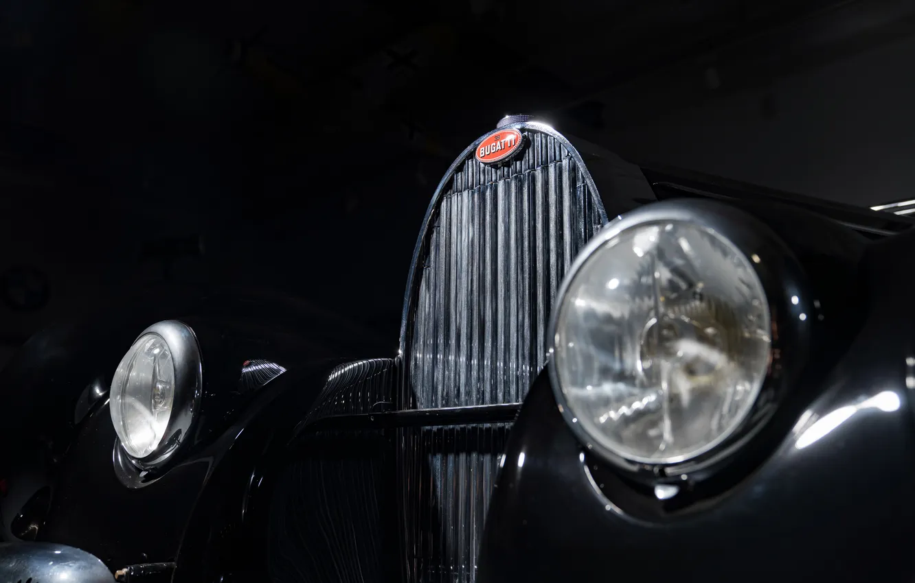 Photo wallpaper lights, Bugatti, retro cars, Cabriolet, grille, 1939, Type 57C, Bugatti Type 57C