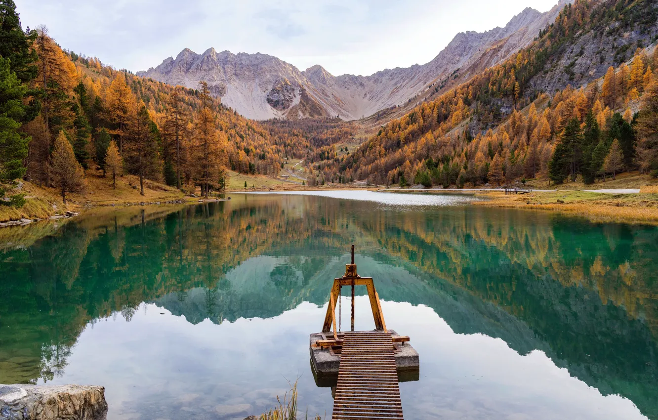 Photo wallpaper autumn, forest, lake, France, forest, France, autumn, lake