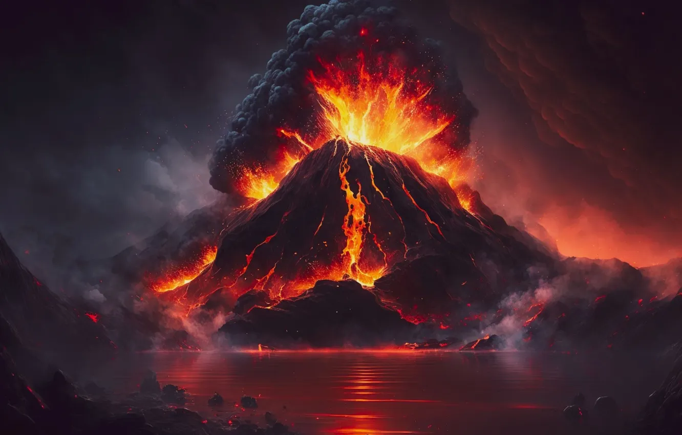 Photo wallpaper volcano, Item, erupting