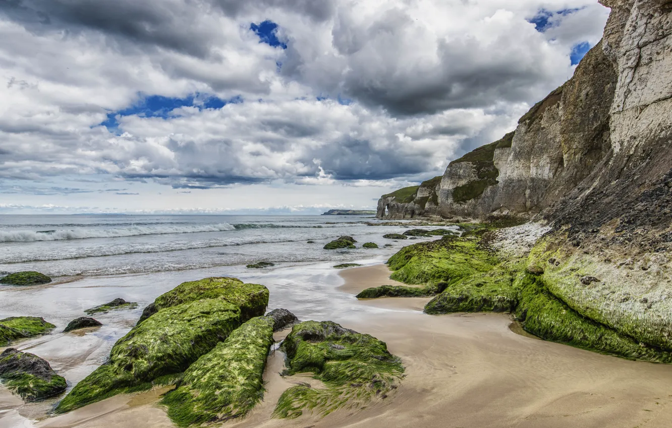 Photo wallpaper clouds, shore, nature, Ireland, rocks, Ireland, sea