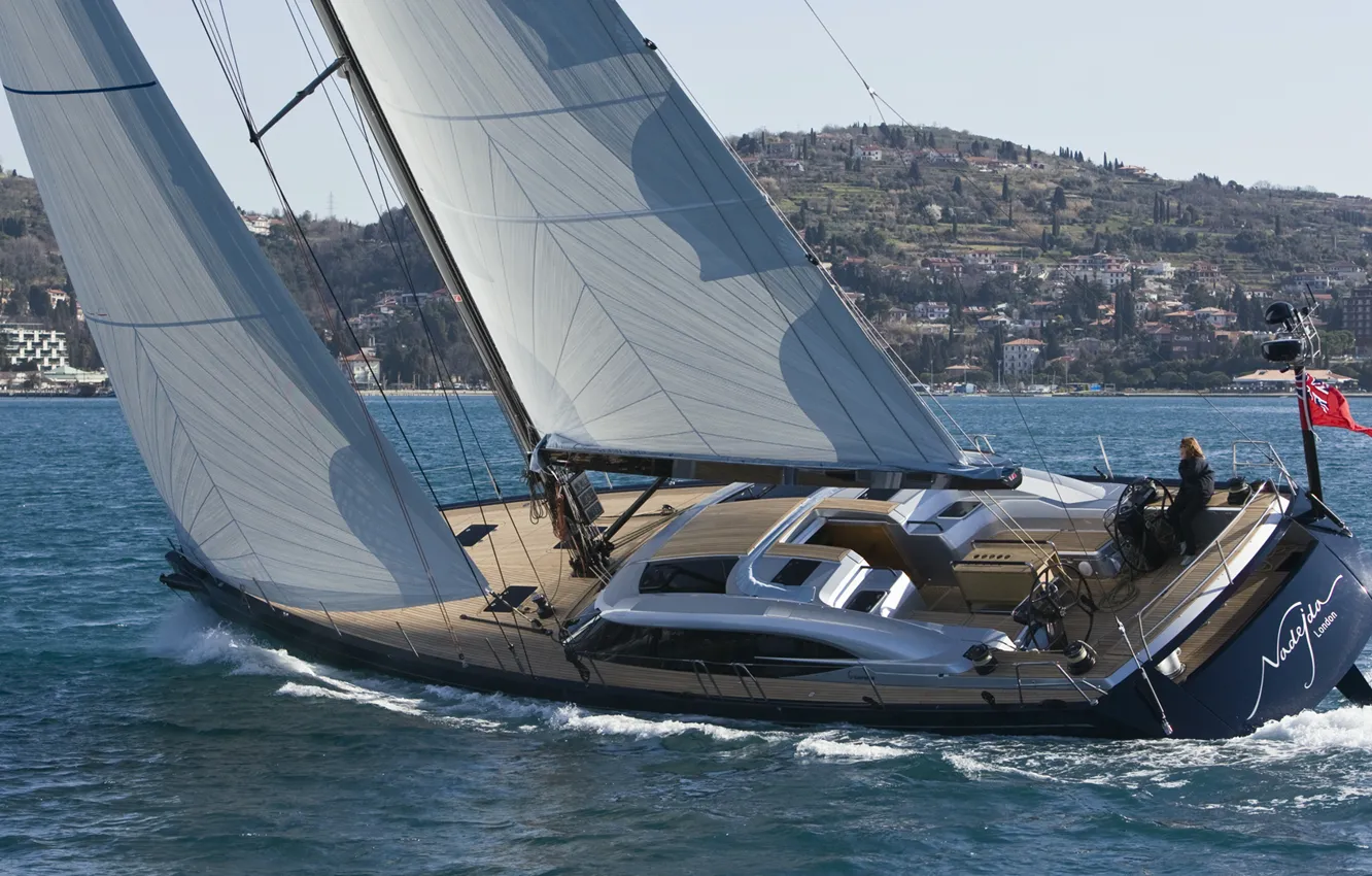 Photo wallpaper sea, water, mood, the wind, yacht, Bay, sail