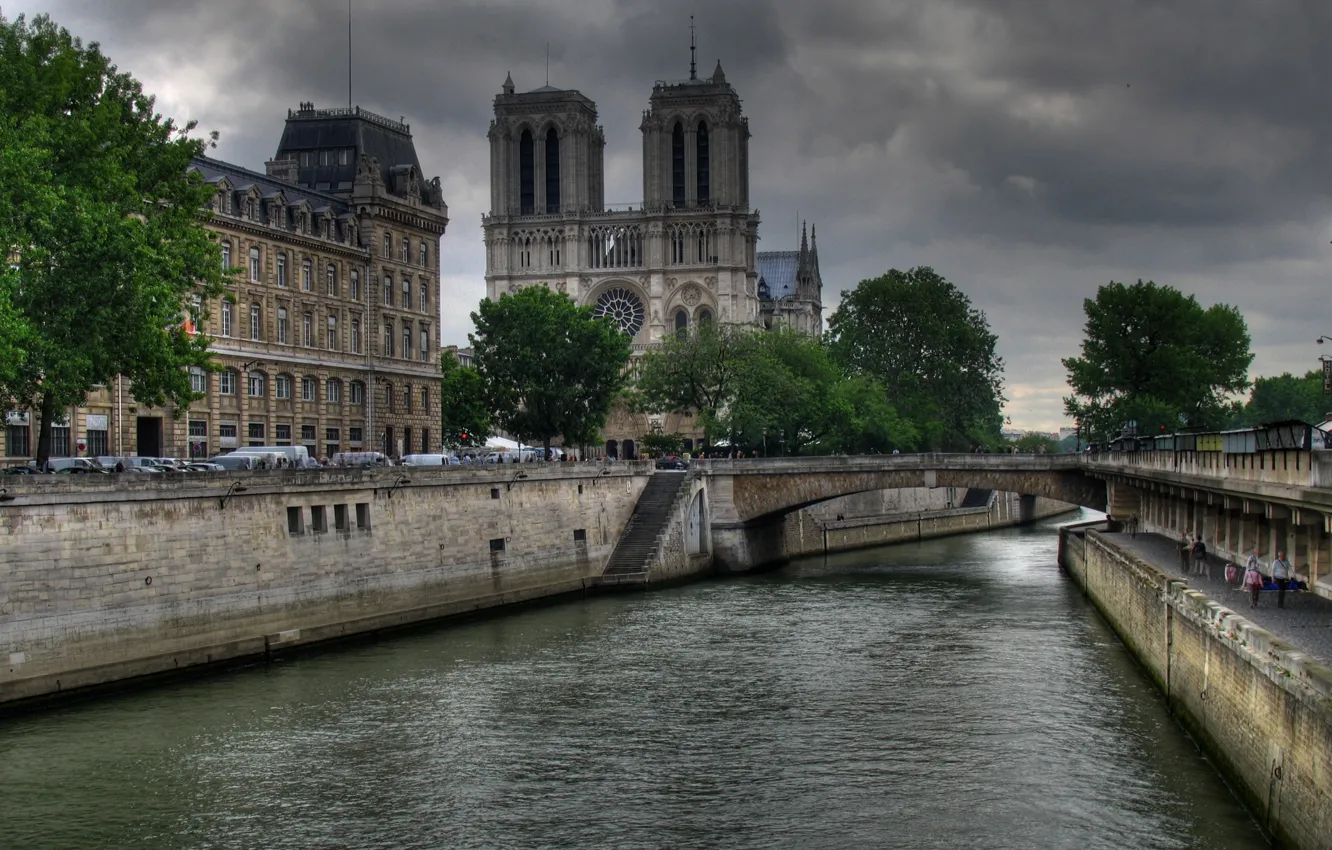 Photo wallpaper bridge, river, France, Paris, Hay, Notre Dame Cathedral