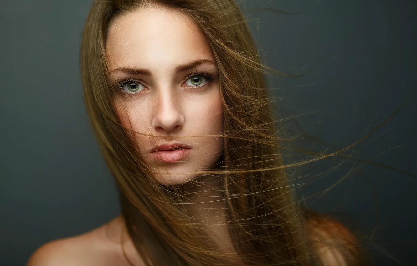 Photo wallpaper look, hair, portrait, green-eyed, Anastasia
