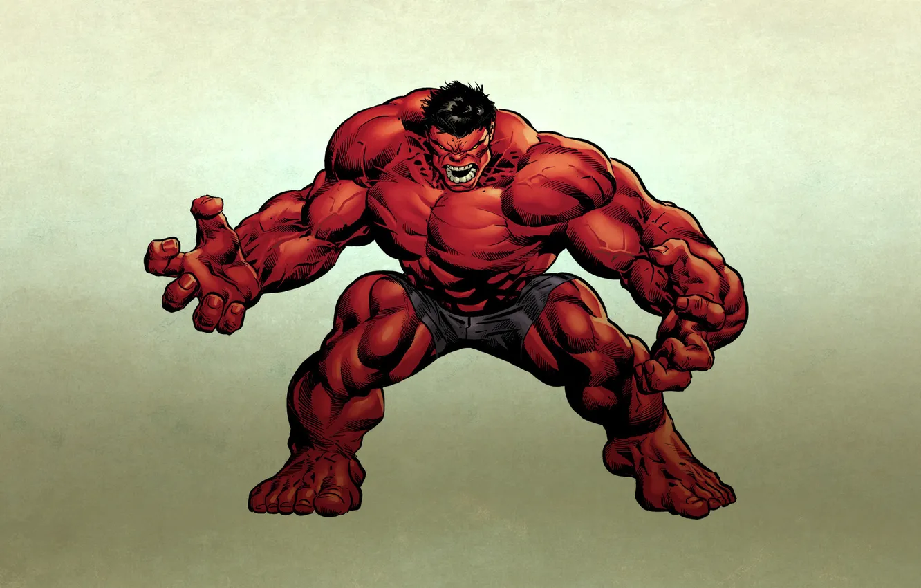 Photo wallpaper monster, furious, red Hulk, red hulk