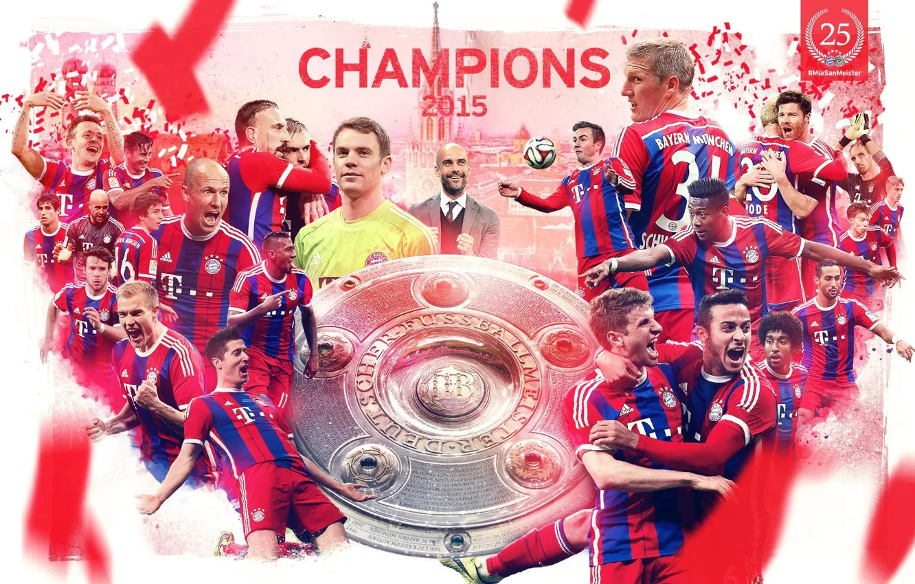 Photo wallpaper football, champions, soccer, bundesliga, bayern munchen, robben, Lewandowski, 2015