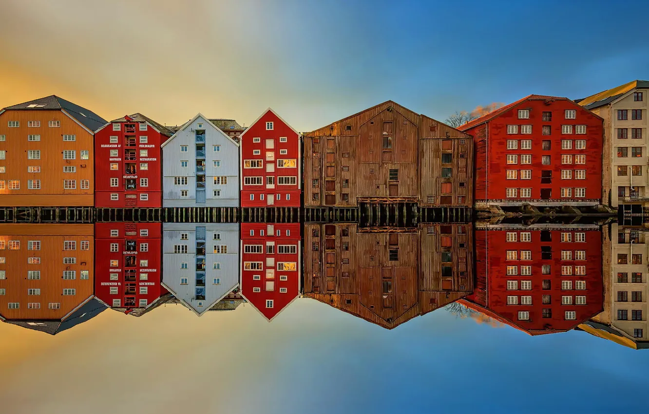 Photo wallpaper reflection, home, Norway, Trondheim