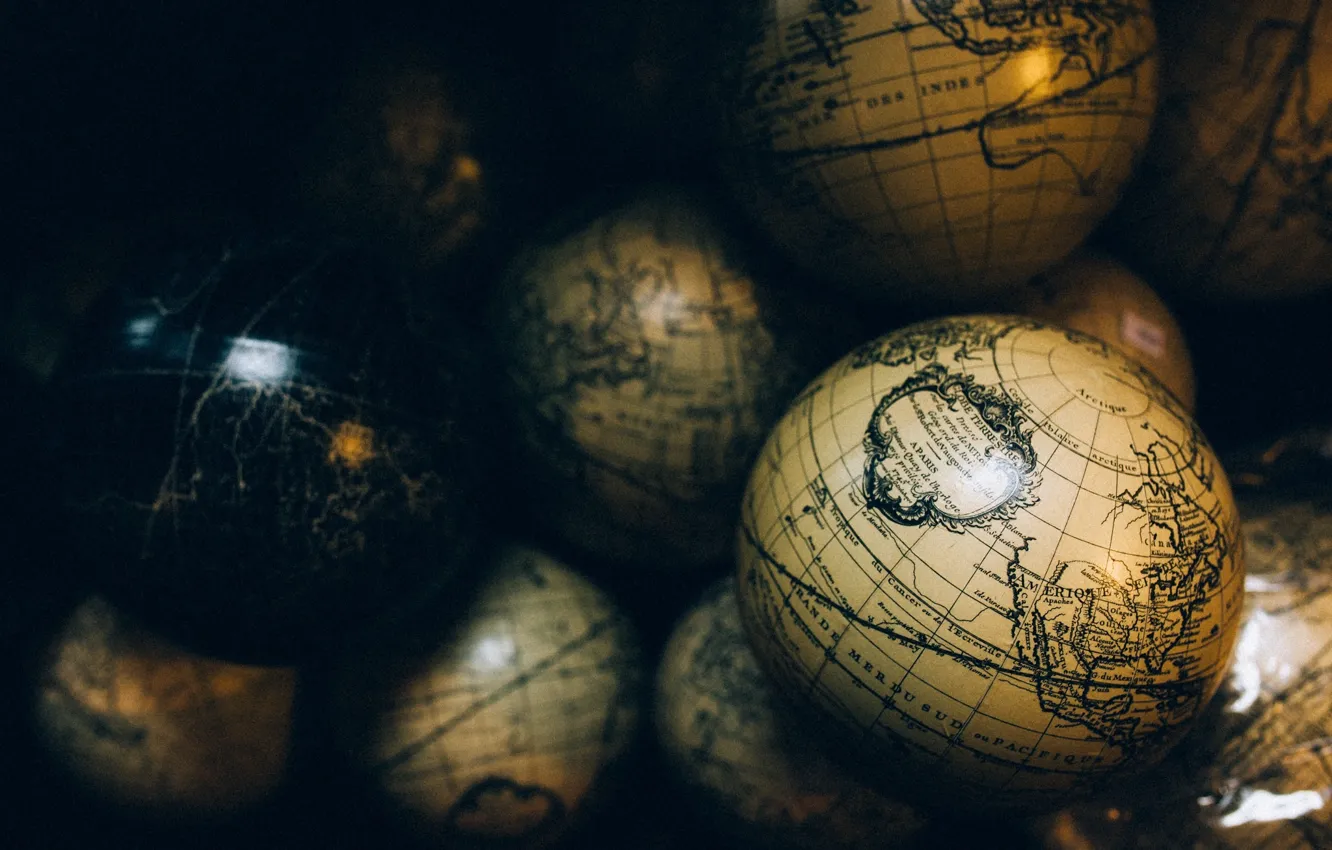 Photo wallpaper macro, map, globe